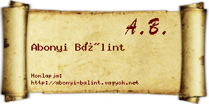 Abonyi Bálint névjegykártya