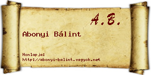 Abonyi Bálint névjegykártya