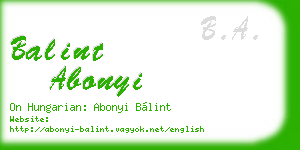 balint abonyi business card